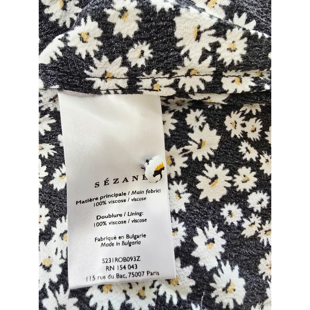 Sézane Norabel Daisies Mini Dress Women’s 34 US 2 Black Floral - Picture 7 of 8